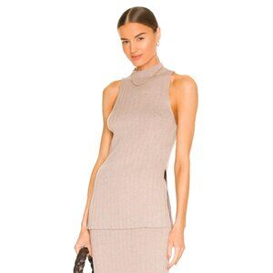 Weekend Stories (Revolve) NWT Tan 100% WOOL SASKIA Pleated Rib Top, Medium